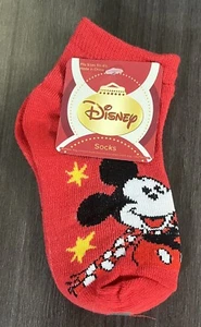 Kids Disney Mickey Mouse Red Ankle Christmas Socks Size 5 1/2 - 6 1/2 - Picture 1 of 3