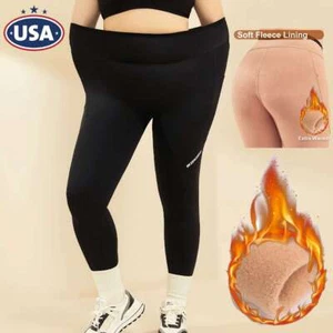 Women Winter Fleece Lined Pants Thick Stretchy Thermal Warm High Waist Leggings - Picture 1 of 12