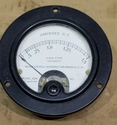 Weston Modelo 425 Amperios 0-1.5 Redondo Negro Calibre USN CV-22017 Foto 1 de 3