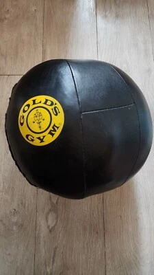 Balón medicinal vintage GOLD'S GYM 12 lb cuero con cordones y cosidos negro - ¡¡RARO!!! Foto 1 de 4