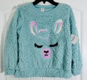 Arizona Jean Co Blue Llama Sweater Size S 7/8 Youth Kids Faux Fur Mint, Tiffani - Picture 1 of 19