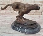 Signed Stalking Puma Panther Bronze Sculpture Figure Statue Art Figurine Marble