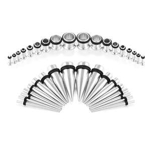 14G-00G 36pcs Tapers and Tunnels Ear Gauge Stretching Kit Surgical Stainless ... - Picture 1 of 4