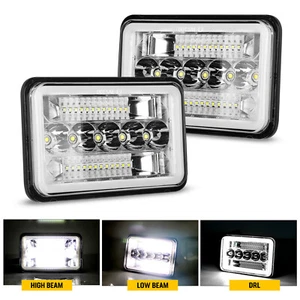 2pcs 4x6" LED Headlights Hi/Lo DRL For Kenworth T800 W900 Peterbilt 357 379 378 - Picture 1 of 11