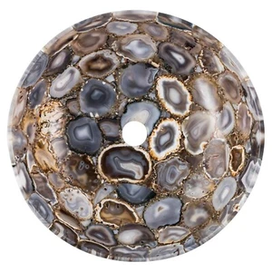 Round Marble Kitchen Sink Light Gray Agate Epoxy Art Wash Basin for Home Decor - Picture 1 of 5