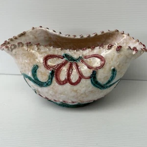 VTG ITALIAN DULANE POTTERY BOWL HAND PAINTED ROSE 1950’s 20 X 10 - Picture 1 of 18