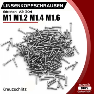 M1 M1,2 M1,4 M1,6 Edelstahl V2A Linsenschrauben Linsenkopfschrauben Kreuzschlitz - Picture 1 of 8