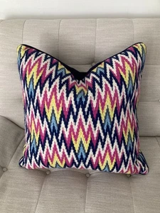 Jonathan Adler Bargello 20x20 Nadelspitze Zickzack Dekokissen Mehrfarbig EUC - Bild 1 von 12