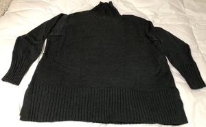 Eileen Fisher Rollkragenpullover Merinowolle Damen Medium Oversized schwarz/grau - Bild 1 von 10