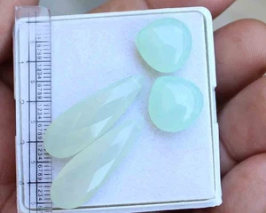 41.90 Ct Natural Aquamarine Onyx Chalcedony Pear Teardrop Loose Gemstone - Picture 1 of 3