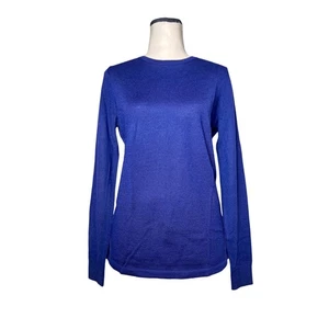 Lord & Taylor Extra Fine Merino Wool Long Sleeve Blue Crew Neck Top Women Small - Picture 1 of 6