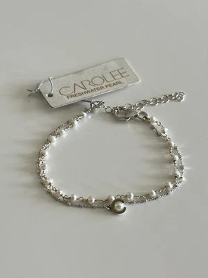 Pulsera Carolee Perla Agua Dulce Tono Plata Doble Hilo, Nueva con Etiqueta Foto 1 de 4