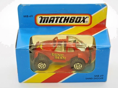Matchbox Macau 1983 MB 49 VW Beetle Sabbia Escavatore IN Non Aperto Blu M Tipo - Immagine 1 di 4