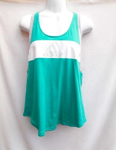 NUOVO Adidas Taglia M Tank Muscolo Verde Bianco - Foto 1 di 7