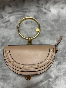 Chloe Nile Minodiaire Leather 2way Women's Shoulder Bag Baige Studs - Picture 1 of 7