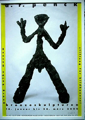 A.R.PENCK  Bronceskulpturen  HAND-SIGNIERT Berlin 2000, 84x60cm, signed, RAHMEN - Bild 1 von 4