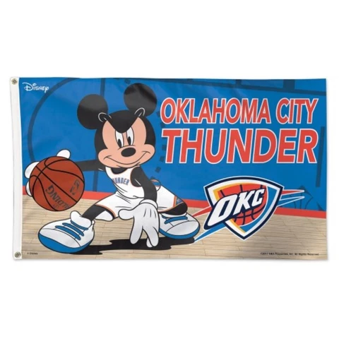 OKLAHOMA CITY THUNDER MICKEY MOUSE DISNEY 3'X5' DELUXE FLAG NEW WINCRAFT 😎🏀 Cover