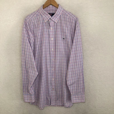 Camisa masculina Vineyard Vines baleia XXL manga comprida xadrez preppy botão - Imagem 1 de 4