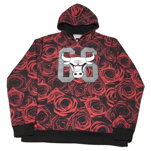 Chicago Bulls Hoodie Mens XL NBA Basketball Team Pullover Red Black Rose Hipster - Picture 1 of 9