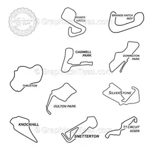 BSB Race Track Stickers British Super Bikes Racing Circuits Vinyl Decals x 10 - Picture 1 of 2