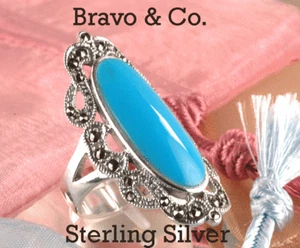 Anillo para mujer Marcasita y turquesa finamente hecho plata esterlina sólida ST-176 - Imagen 1 de 3