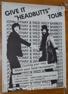 Póster promocional de John Otway and Wild Willie Barrett RARO Headbutts Tour EE. UU. RÍGIDO EE. UU. - Imagen 1 de 1
