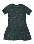 BEST COMPANY Dziewczęca graficzna sukienka w talii 7-8 lat zielona kwiatowa bawełna BC51