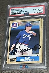 Ted Simmons signed 1987 Topps #516 PSA/DNA Braves Brewers Cardinals MLB HOF AUTO
