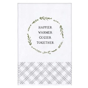 Cotton Kitchen Canvas Towels Unique Dish Tea Towel 30 inch SQ Happier Pack of 2 - Picture 1 of 2