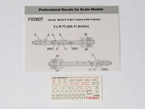 Foxbot 32-022 Decals Scale 1:32 Stencils for Missile R-73 (AA-11 Archer)& APU-73