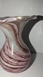 Vintage Alum Bay Glass Vase Isle Of Wight Swirls Pink Brown White Tulip Vase - Imagen 1 de 12