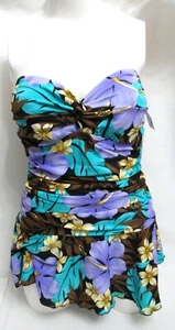 Beach Bay Badeanzug Einteiler Damen Übergröße 20 W wandelbar Blumen Neu - Bild 1 von 13