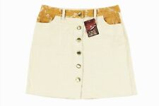Sister Jane Womens Beige Faux Suede Button Down Casual Mini Skirt Size Large