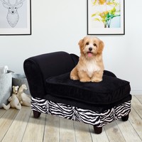 PawHut Pet Sofa, Dog Bed, Cat Couch with Storage and Cushion - Black