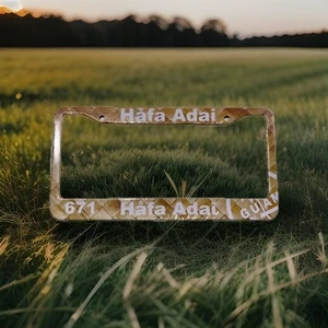 Guam License Plate Frame Floral/Leaf Weave Hafa adai 671 Two Hole Mount - Picture 1 of 7