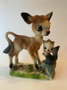 Arnart Ceramic Figurine Calf Cow Skunk Tree Stump VTG Japan RARE - Picture 1 of 18