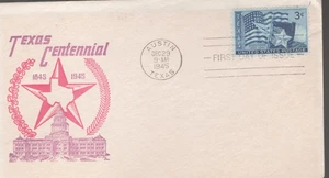 1945 FDC - Scott # 938 - Texas Statehood - Cachet Craft Flap/OK UA - Imagen 1 de 1