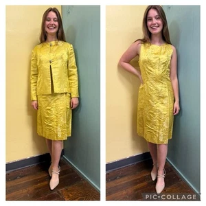 Vintage 60s Japanese Inspired Chrysanthemum Jacquard  Shift dress & Jacket - Picture 1 of 9