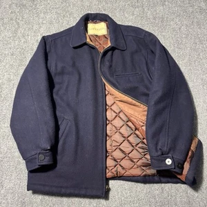 Landmark Jacket Men’s Large Tall Fleece Quilted Lined Full Zip Up Blue/Brown - Picture 1 of 10