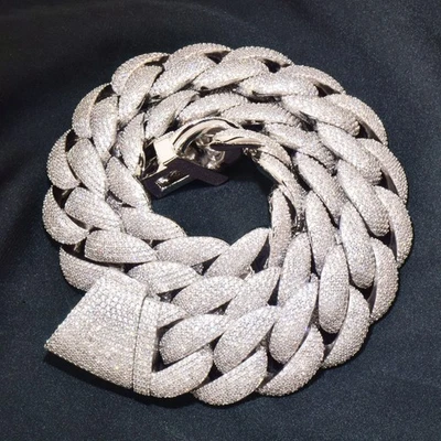 Brazalete de eslabones cubanos Ice Out Hop Hip Miami 20 mm 5AAA+ CIRCONITA CÚBICA 24 k chapado en oro real Foto 1 de 4