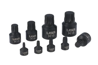 LASER 6725 9Pcs Screwdriver Low Spline Socket Bit Set 1/4" 3/8" 1/2" Drive CrMo - Image 1 of 4