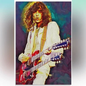 Jimmy Page ungerahmter Leinwanddruck Led Zeppelin Band Poster 12” x 18” - Bild 1 von 2