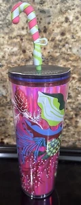 Starbucks Xmas 2023 Candy Cane Silicone Straw Topper Venti Tumbler 24oz - Picture 1 of 4