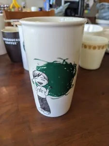 STARBUCKS 2015 Ceramic Tumbler Boy Painter Green Dot/hands Travel Mug 2015 - Picture 1 of 3