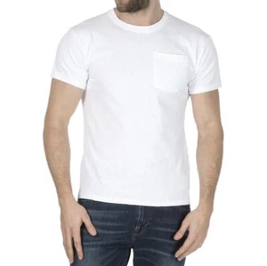 T-shirt uomo bianca manica corta collo a vite vestibilità regolare tasca anteriore confezione da 2 - Foto 1 di 4