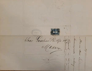 J) 1875 MEXICO, HIDALGO'S HEAD, 25 CENTS BLUE, CIRCULATED COVER, FROM GUANAJUATO - Picture 1 of 1