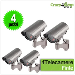 4 TELECAMERE FINTA DOME DUMMY CON LED IR LAMPEGGIANTE VIDEOSORVEGLIANZA CAMERA - Foto 1 di 1