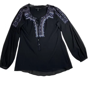 Blusa Casa Blanca Mercado Negro Talla 4 Negra Bordada Hombro Frío Manga Larga - Imagen 1 de 11