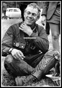 Imagen de lienzo de algodón autografiada, firmada de Steve McQueen. Edición Limitada (SM72)c - Imagen 1 de 1