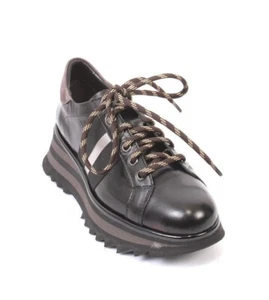 Luca Grossi 643a Black Leather Lace-Up Platform Sneaker Shoes 37 / US 7 - Picture 1 of 8